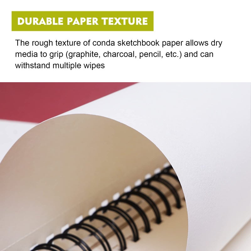 Conda 8.5"x11" Hardbound Sketch Book, Double-Sided Hardcover Sketchbook, Spiral Sketch Pad, Durable Acid Free Drawing Art Paper for Adults - Image 4